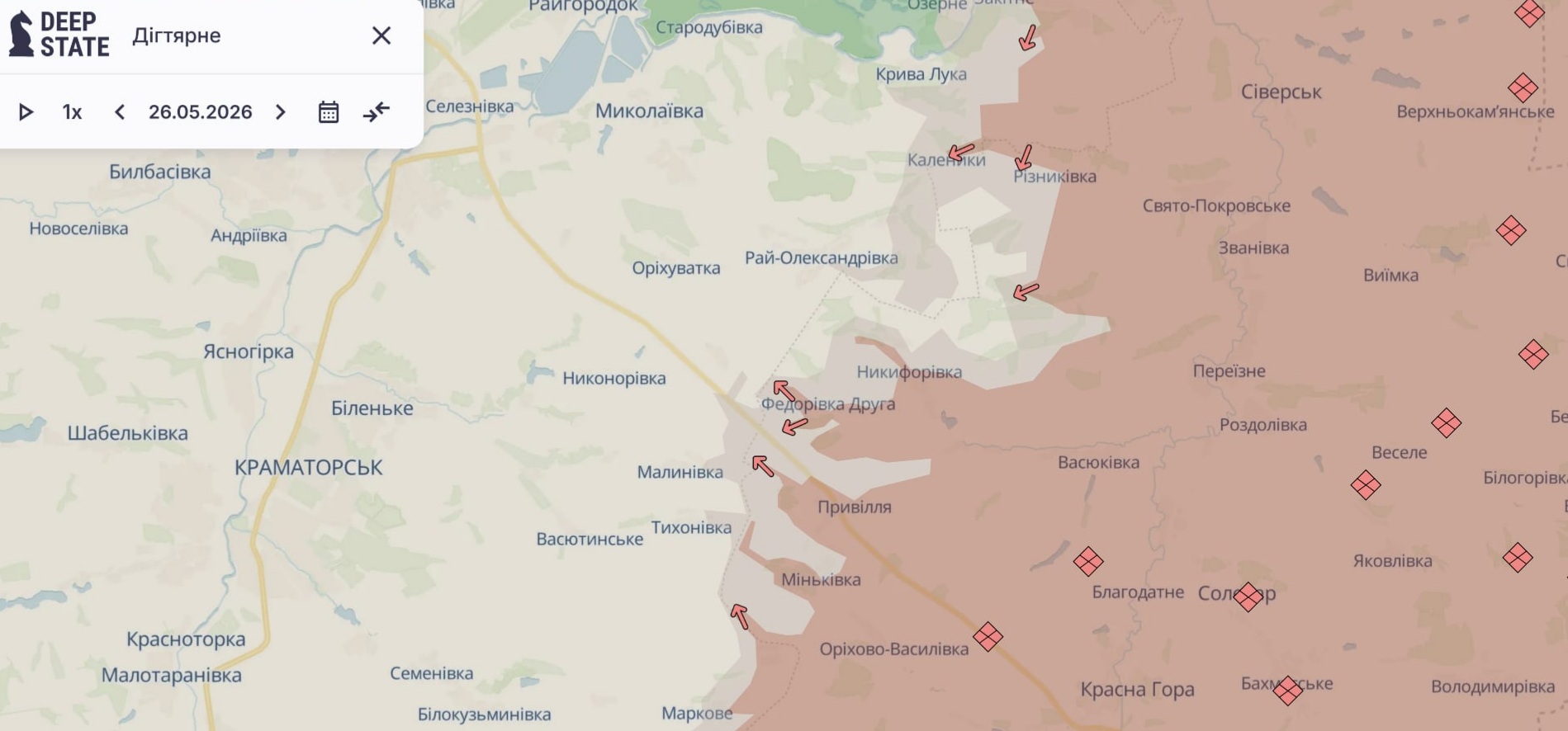 Ориентировочная карта боевых действий на 27 мая в 23:16/DeepStateMap