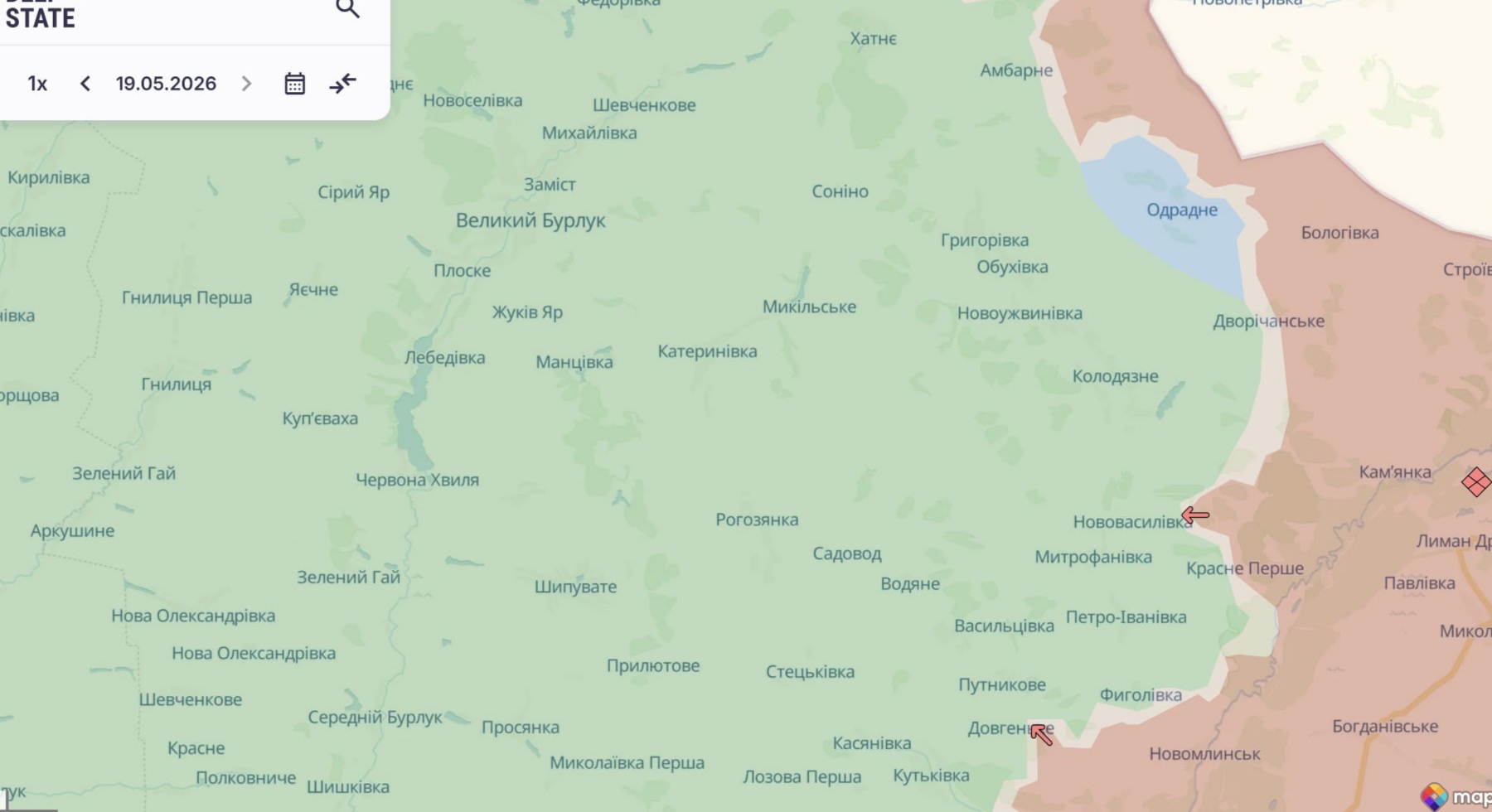 Ориентировочная карта боевых действий на 19 мая в 22:31/DeepStateMap