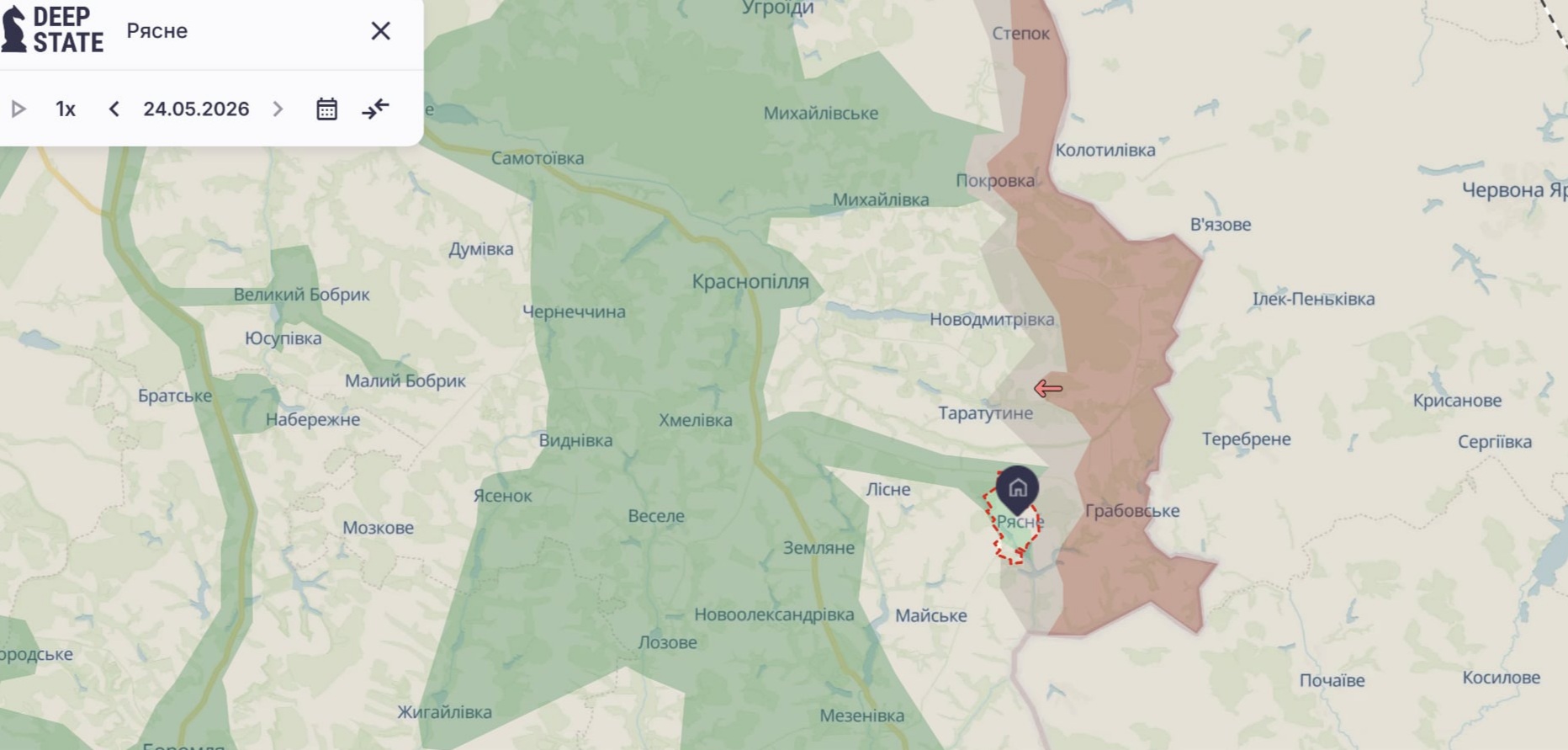 Ориентировочная карта боевых действий на 24 мая в 23:55/DeepStateMap