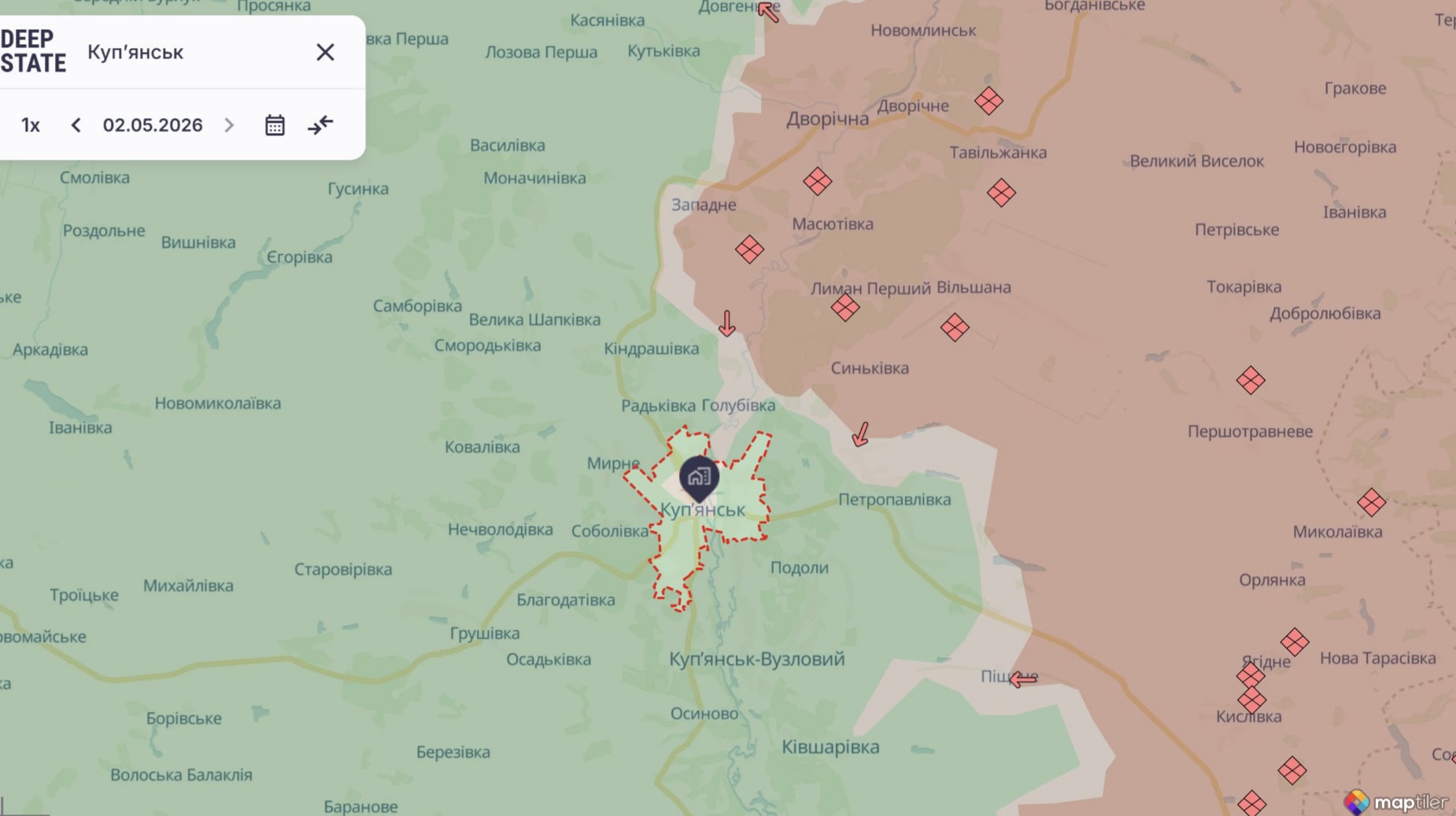 Ориентировочная карта боевых действий на 2 мая в 22:20/DeepStateMap