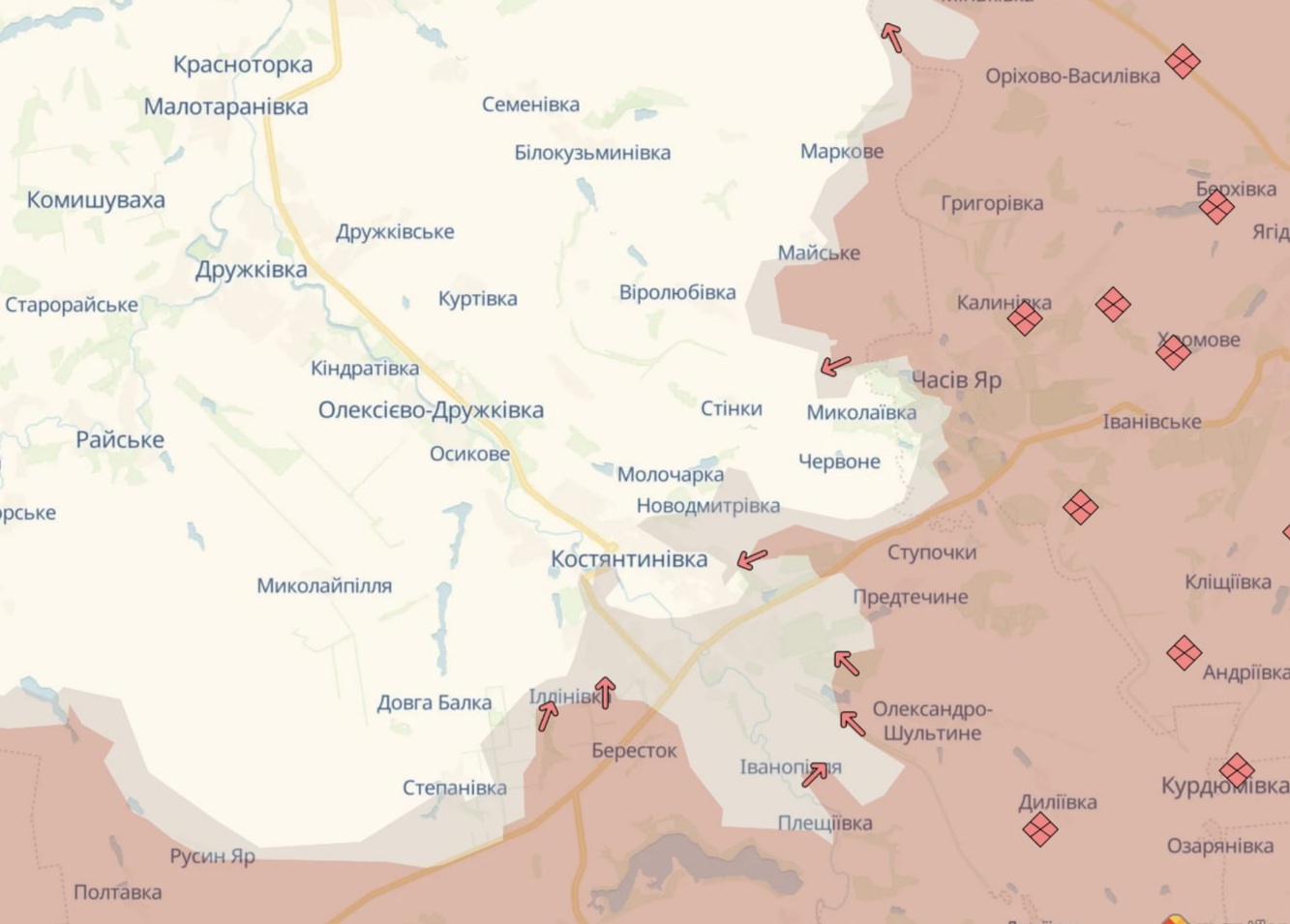 Ориентировочная карта боевых действий по состоянию на 26 июня в 21:55 / DeepStateMap