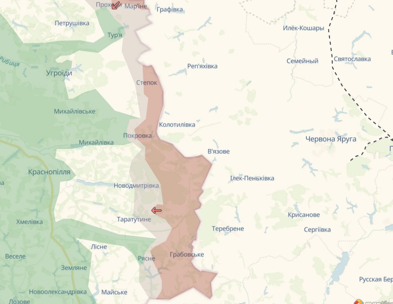 Ориентировочная карта боевых действий по состоянию на 22 июня в 17:01/DeepStateMap