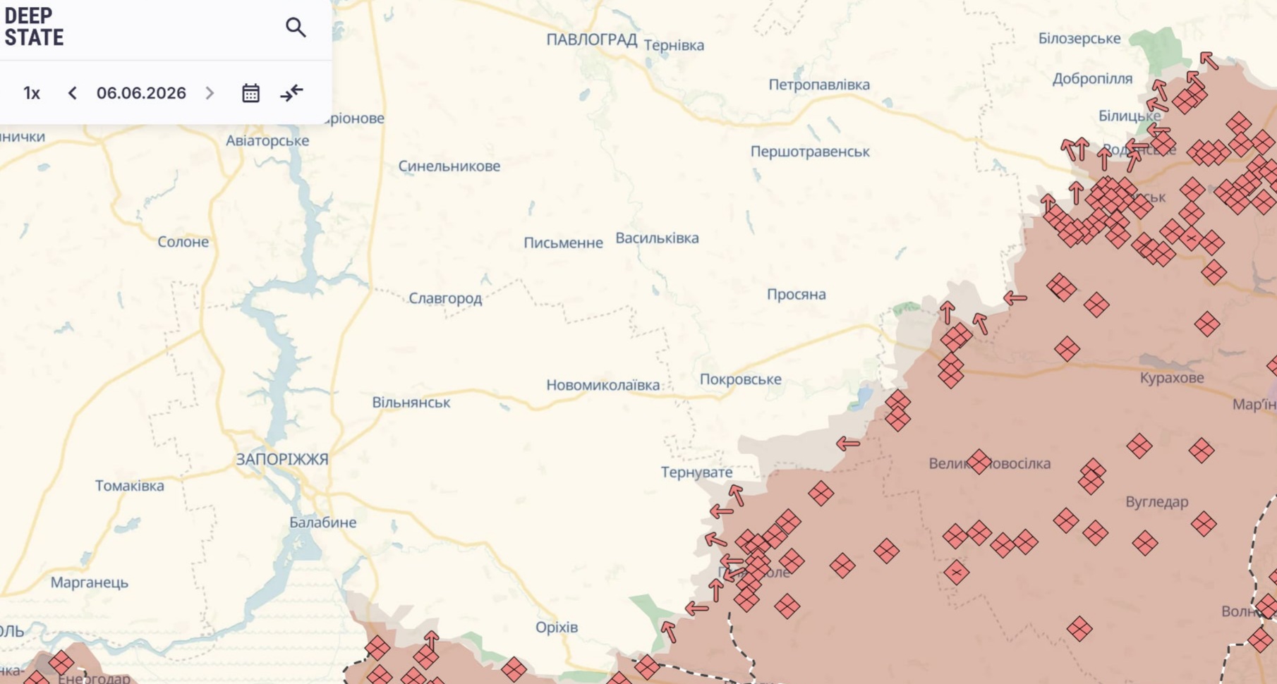 Ориентировочная карта боевых действий на 6 июня в 23:52/DeepStateMap