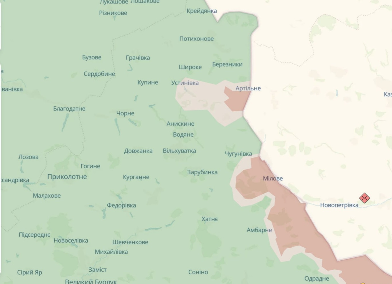Ориентировочная карта боевых действий на 28 июля в 22:35/DeepStateMap