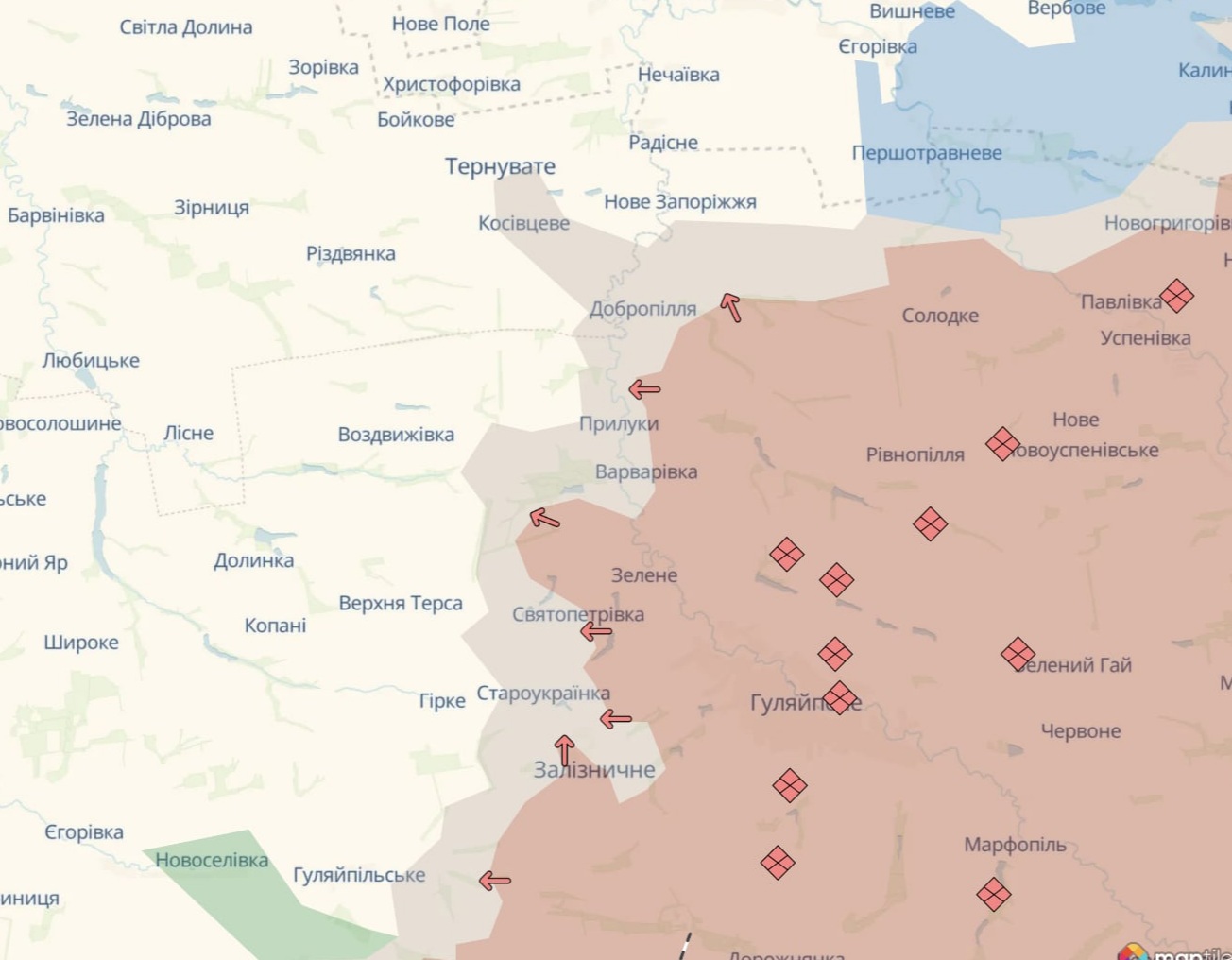 Приблизительная карта боевых действий на 20 августа в 16:18/DeepStateMap