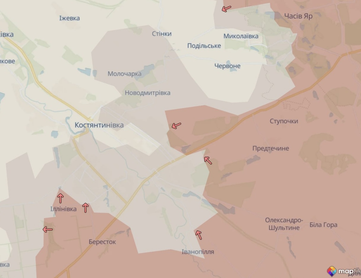 Ориентировочная карта боевых действий на 1 августа в 22:24/DeepStateMap