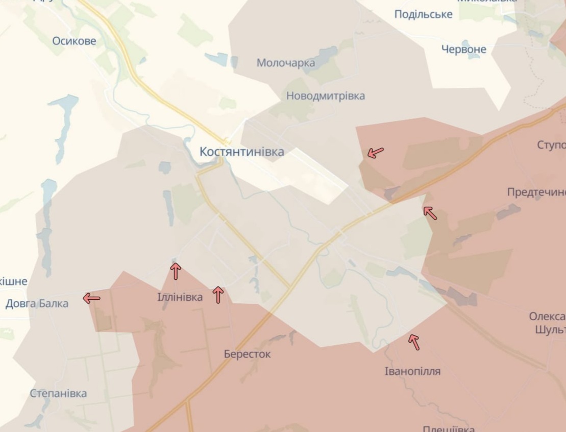 Ориентировочная карта боевых действий на 22 августа в 14:41/DeepStateMap
