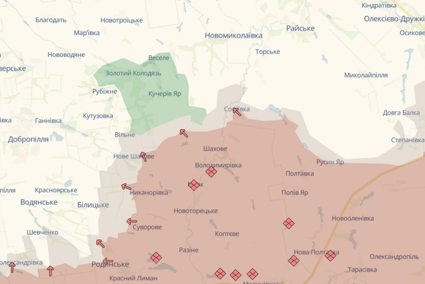 Ориентировочная карта боевых действий на 7 августа в 22:31/DeepStateMap