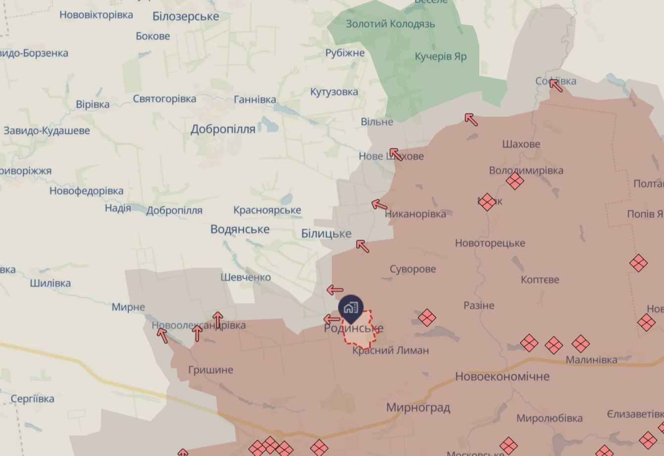 Ориентировочная карта боевых действий на 22 августа в 14:41/DeepStateMap