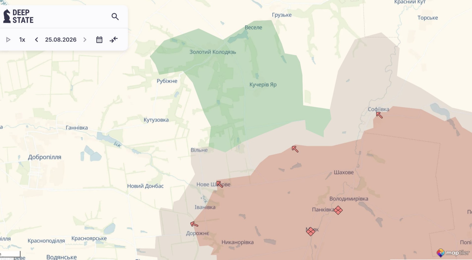 Примерная карта боевых действий на 25 августа в 15:50/DeepStateMap