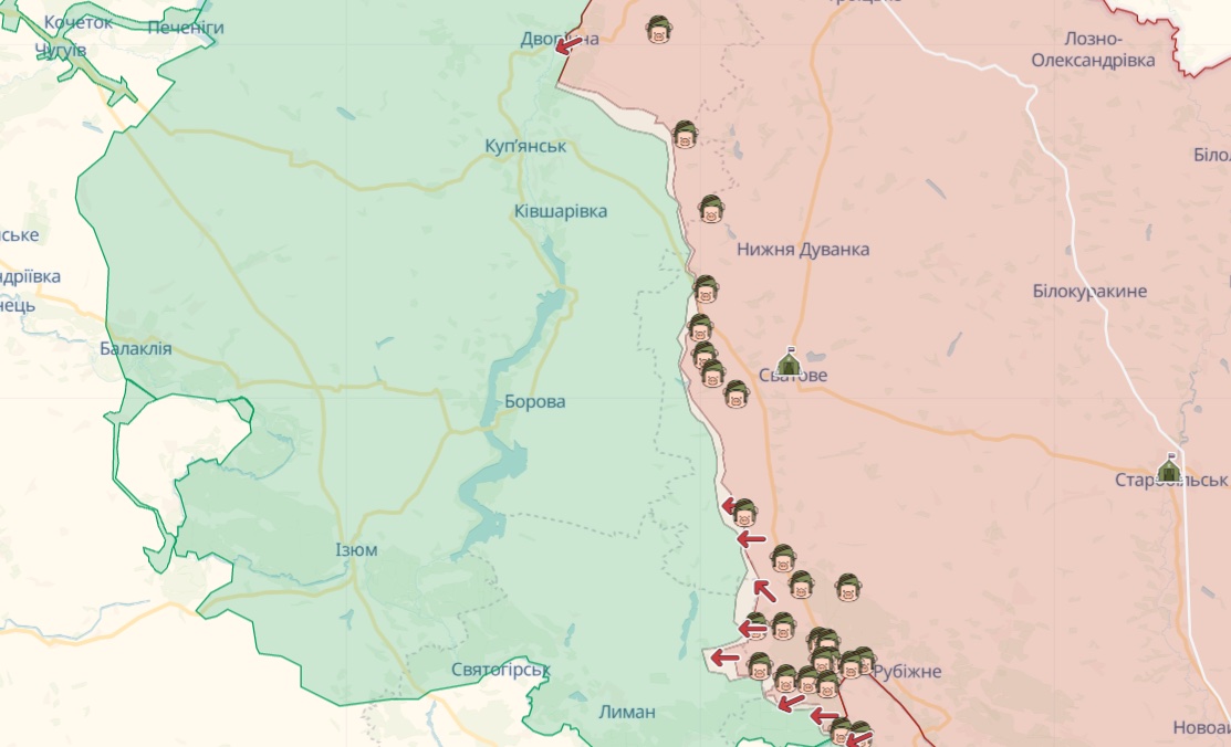 Генштаб: вооруженные силы отбивались от Купянска, Бахмута, Авдеевки, нанесли удар по российской станции РЭБ - карта