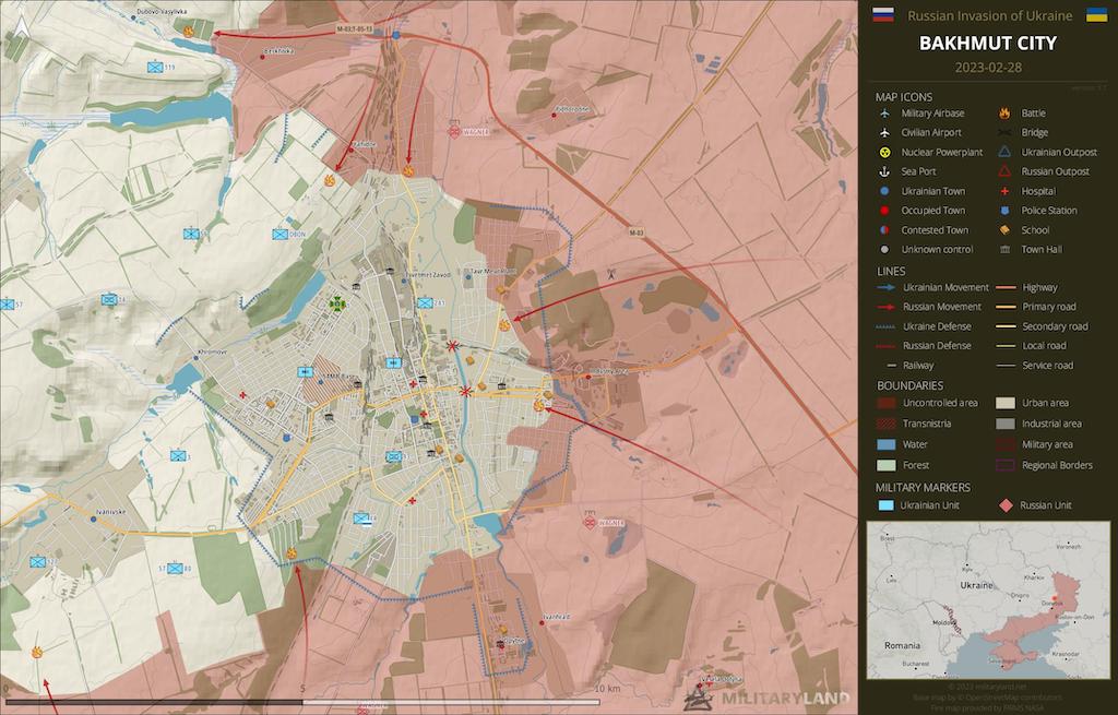 Бои под Бахмутом (Карта: MilitaryLand)