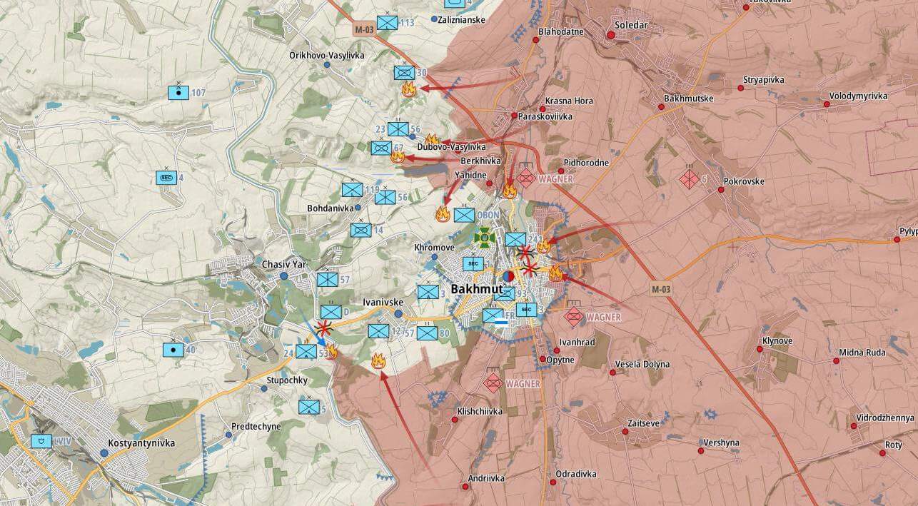 Фронт под Бахмутом (Карта: Военная земля)